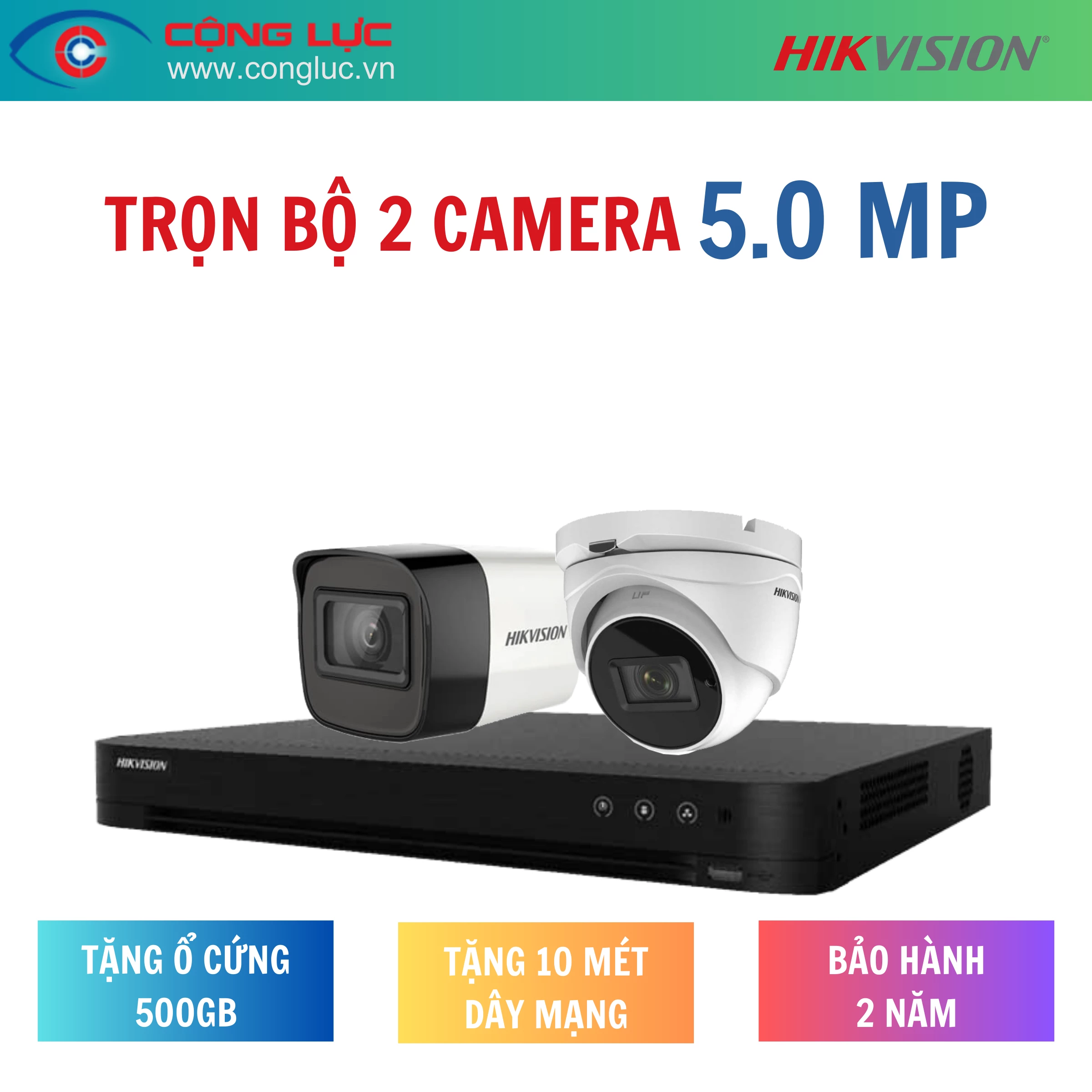 Trọn Bộ 2 Camera Hikvision 5.0MP